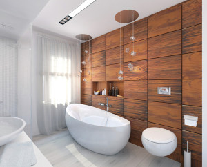 using wood in bathroom